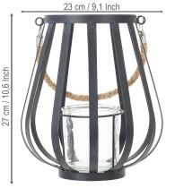 Article Lanterne en métal avec verre, anthracite, Ø23cm, H27cm
