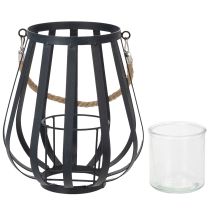 Article Lanterne en métal avec verre, anthracite, Ø23cm, H27cm