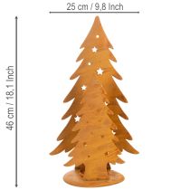 Article Lanterne de sapin de Noël, décoration en métal à la finition rustique, H 46 cm x L 25,5 cm