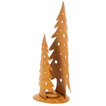 Article Lanterne de sapin de Noël, décoration en métal à la finition rustique, H 46 cm x L 25,5 cm