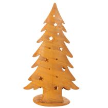 Article Lanterne de sapin de Noël, décoration en métal à la finition rustique, H 46 cm x L 25,5 cm