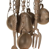 Article Carillon à vent théière à suspendre marron foncé 70 cm