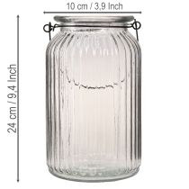 Article Lanterne en verre avec anse en métal, H18cm