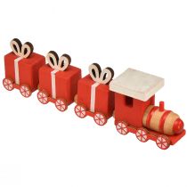 Article Train en bois avec coffrets cadeaux, rouge et blanc, lot de 2, 18x3x4,5 cm - Décoration de Noël
