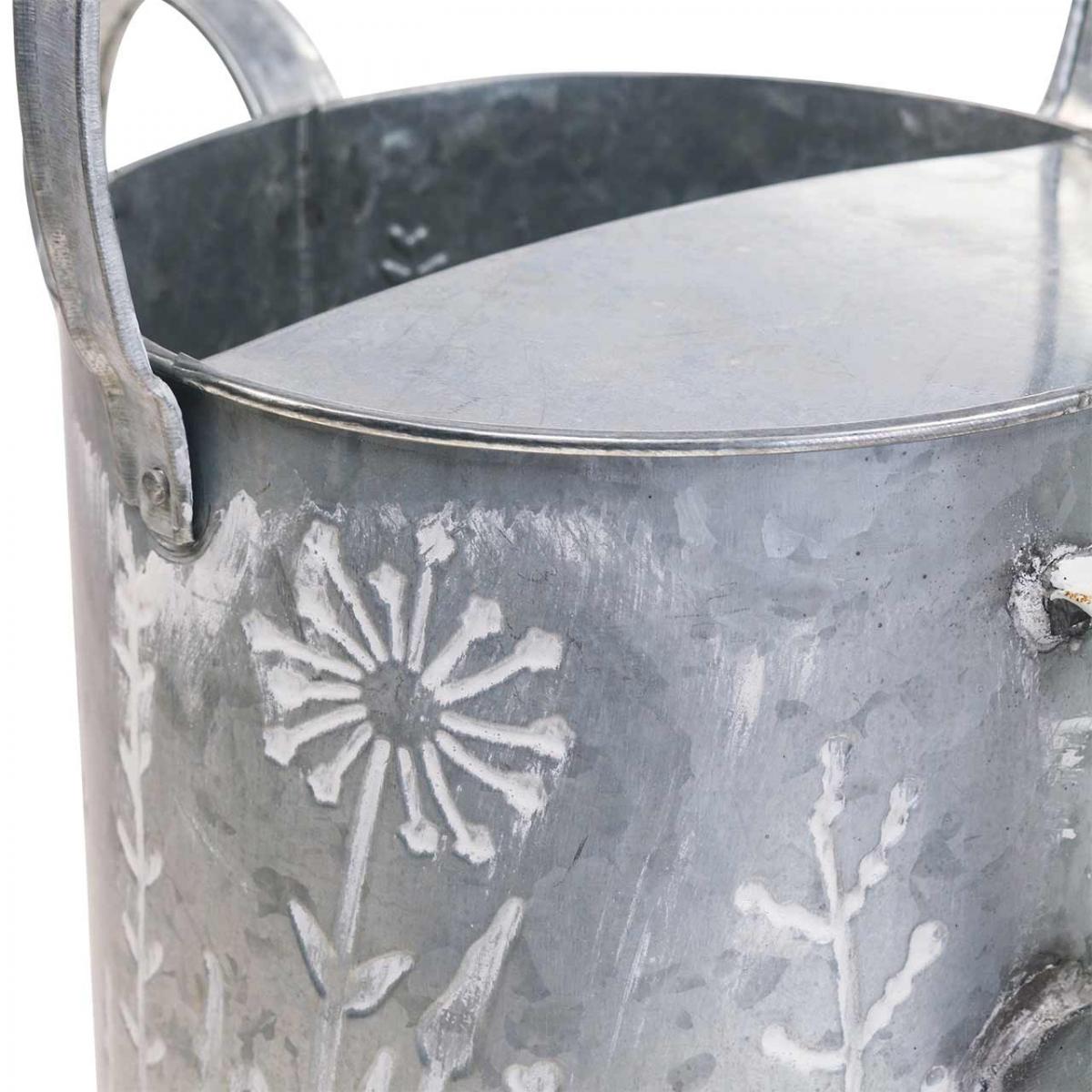 Pot à lait décoratif « Vintage Garden » - Diamètre : 21 x 23 cm - Zinc