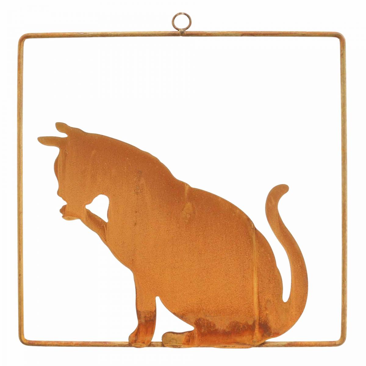 Décoration patine chat décoration rouille à suspendre  24,5cm-08761
