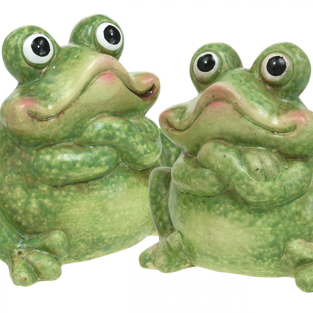 Figurine Grenouilles Amoureuses – Céramique Vert Jardin – Déco Couple