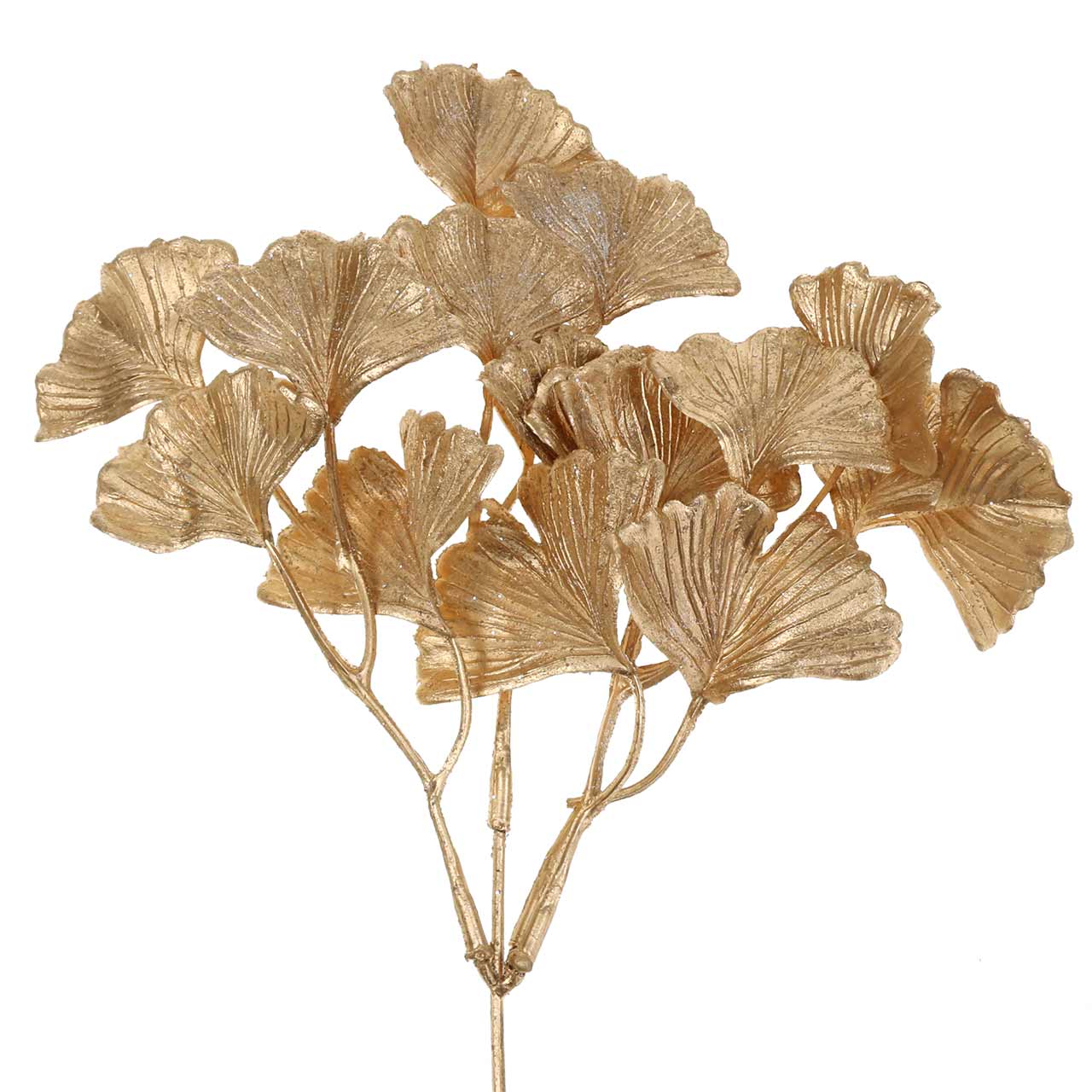 3 Branches De Ginkgo Artificielles Dorées - Décoration Intérieure Pour Fête, Maison Ou Bureau
