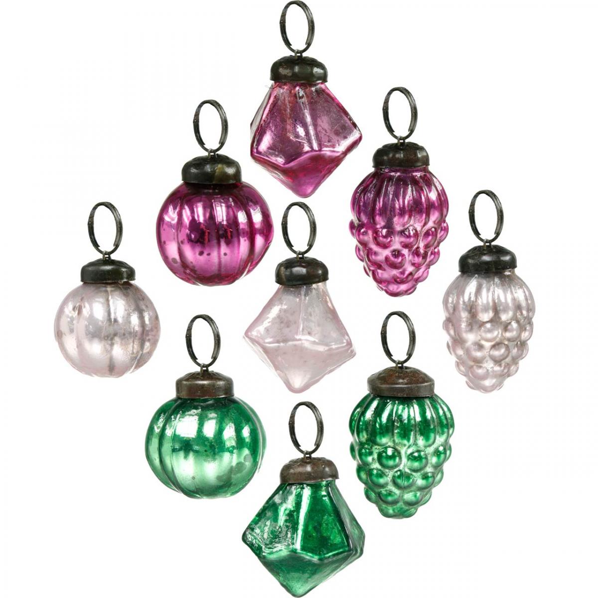 Floristik24.fr Mélange de boules de verre, diamant/boule/cône en verre