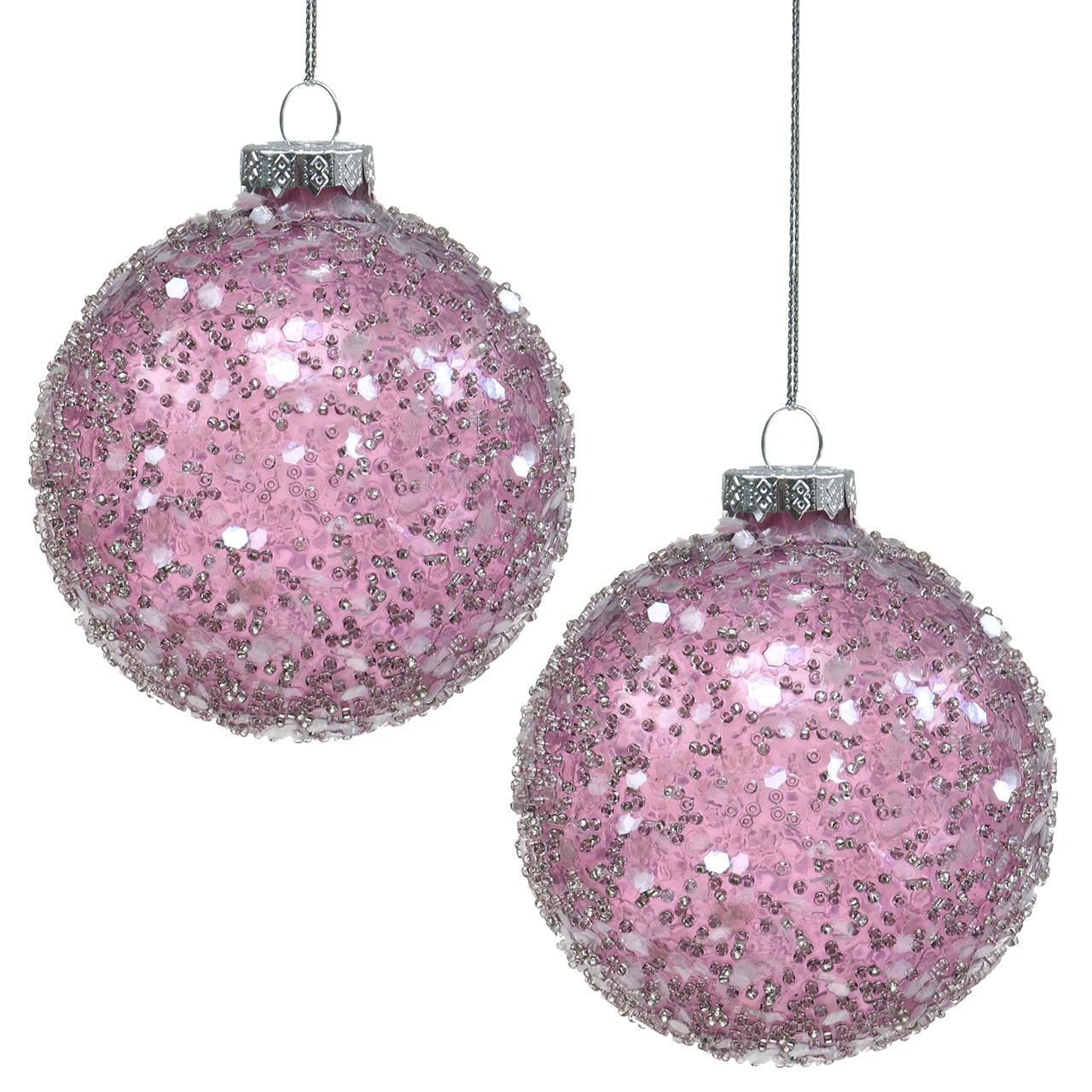 Ensemble de 40 véritable verre violet arbre de Noël décorations Verre Boules de 