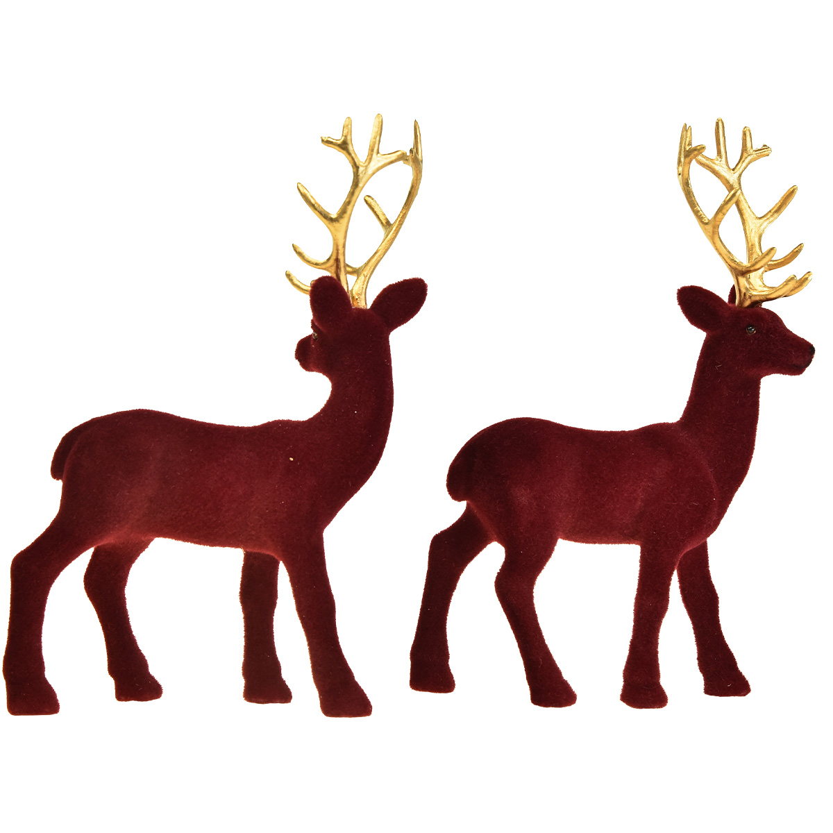 Décoration Cerf Flocké Bordeaux Cosy @ Home | 16x10x22 Cm | Idéal Noël, Sapin, Intérieur | Style Chaleureux Et Festif