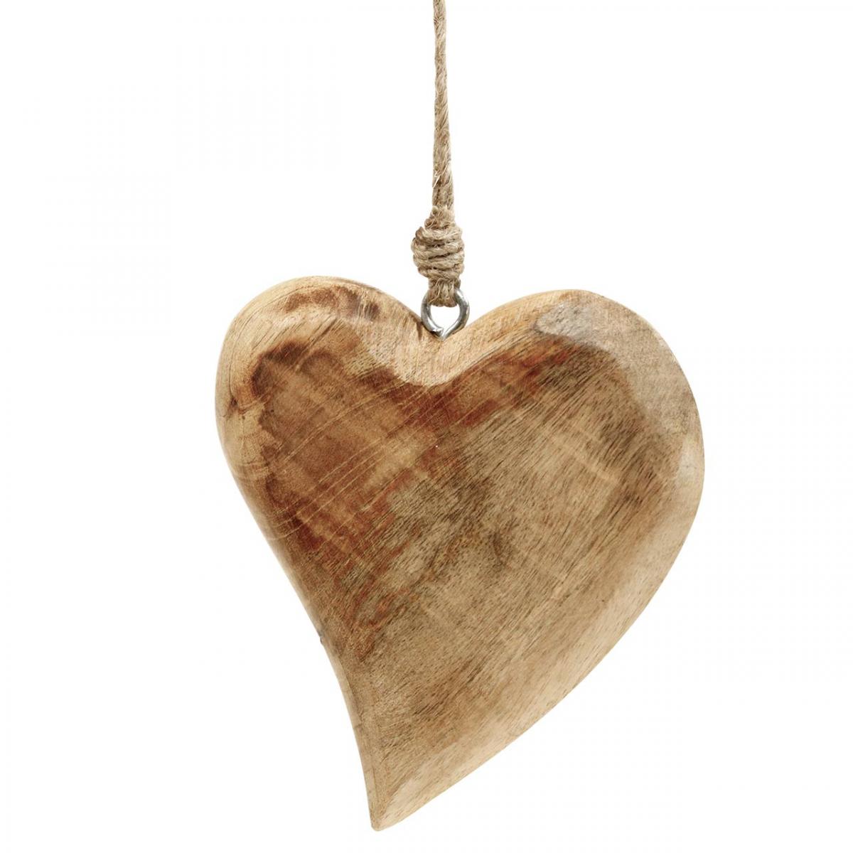 Floristik24.fr Coeur en bois, pendentif coeur en bois de manguier 9×9cm