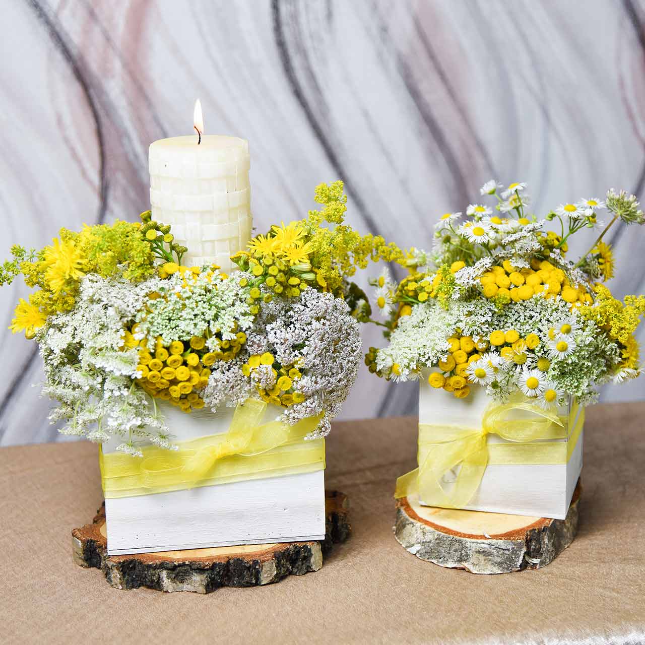 Floristik24.fr Jardinière bois blanc 10×10cm / 14×14cm lot de 2-67830