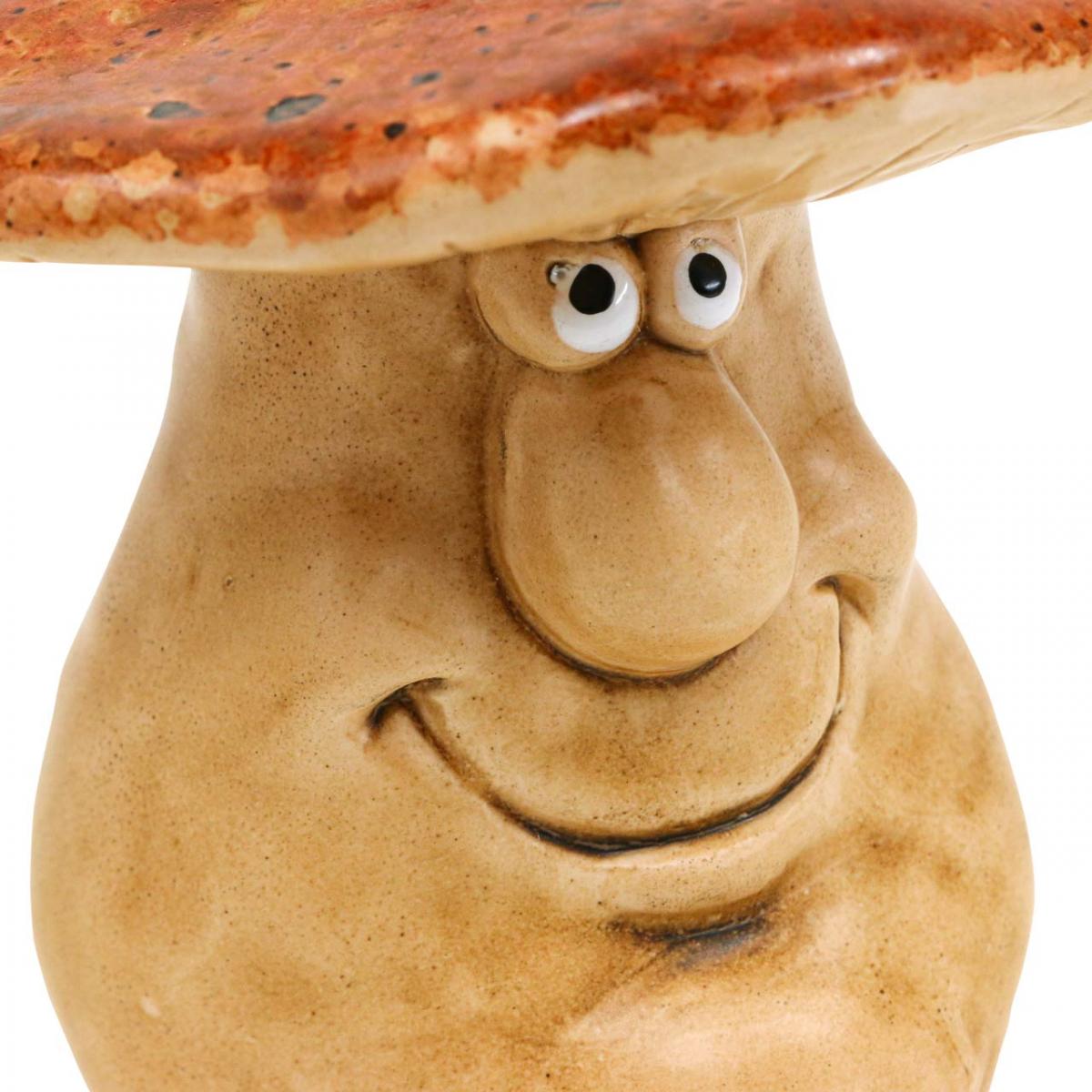 Figurine Champignon Amanite Avec écureuil En Céramique - Décoration D'automne 13 Cm, Style Féerique