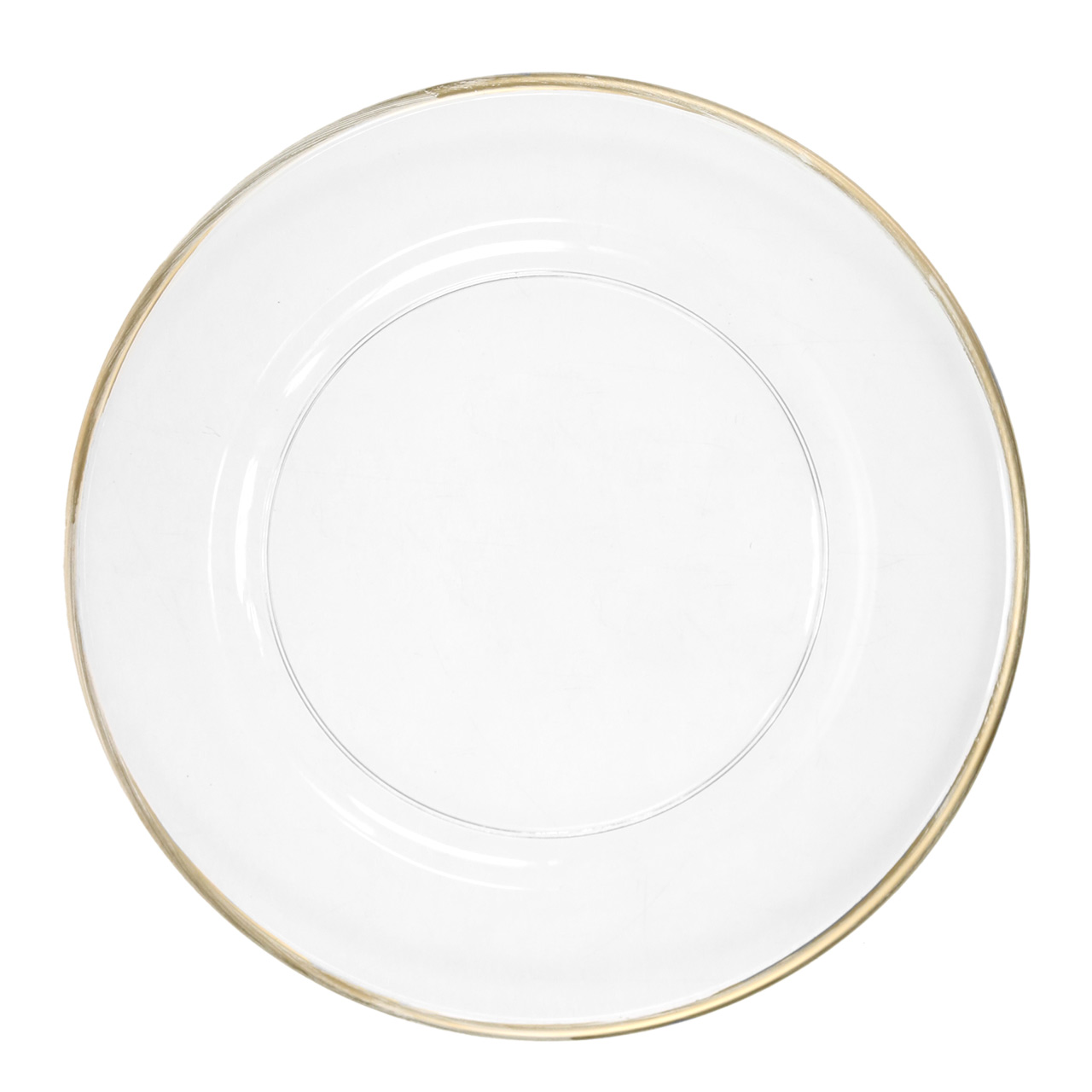 Assiette décorative bord doré plastique transparent  Ø33cm-68365