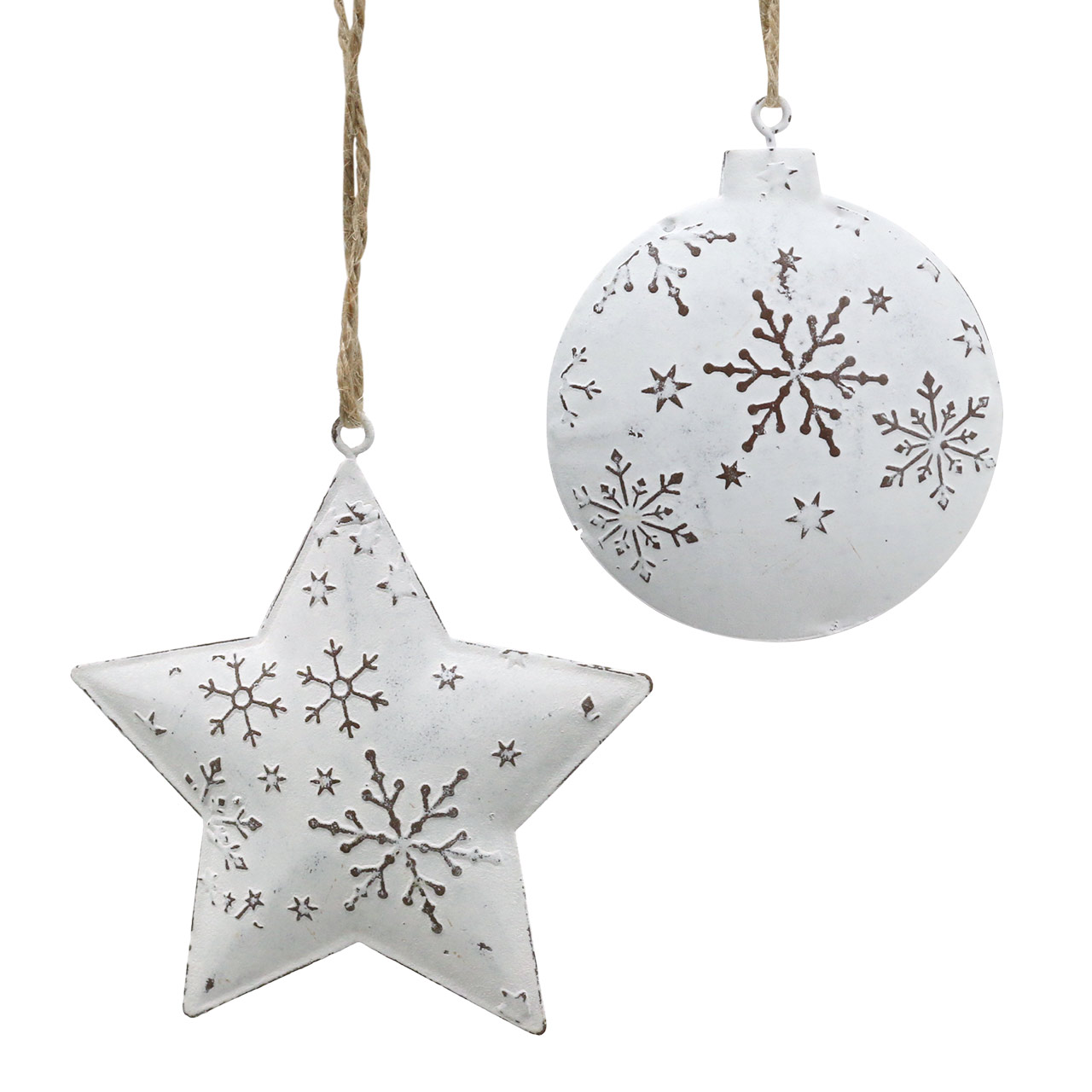 Etoile De Noel Avec Des Cintres Floristik24.fr Cintre décoratif étoile et boule de sapin de Noël avec  flocons de neige métal blanc Ø9,5 / 7,6cm H10 / 9,2cm 4pcs - acheter pas  cher en ligne