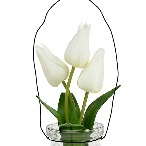 Floristik24.fr Tulipe blanche dans le verre H21cm 1P - acheter pas cher en  ligne