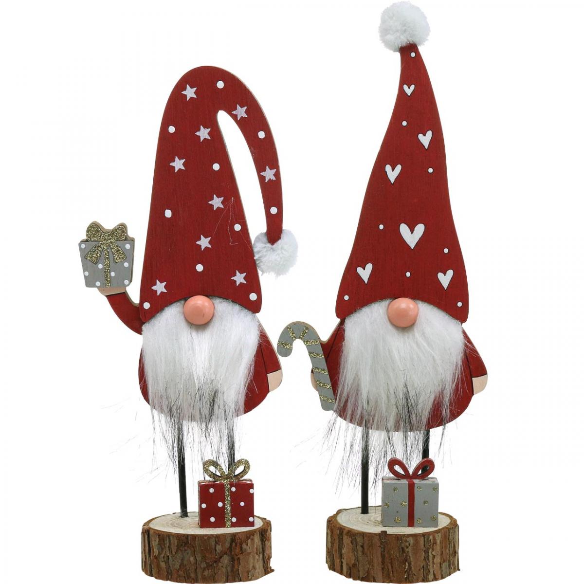 24 Décorations De Noël En Bois - Nains De Noël Et Sapins à Suspendre Sur Le Sapin - Lot Avec Corde
