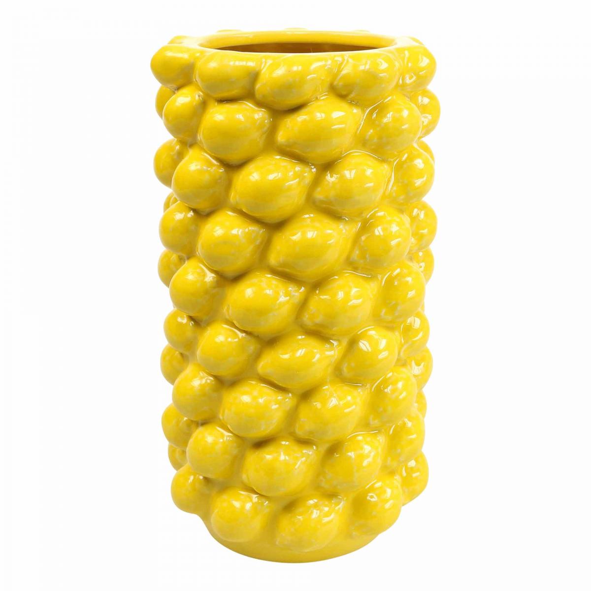 Floristik24.fr Vase citron Vase jaune citron décoration estivale Ø15cm