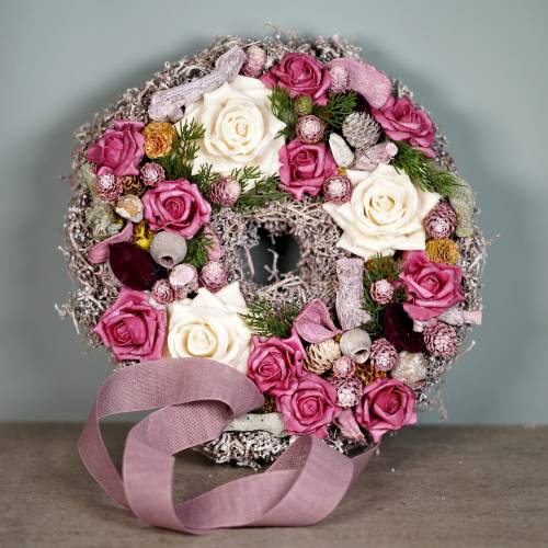 Article Rose en mousse Ø7,5cm vieux rose 18 pcs