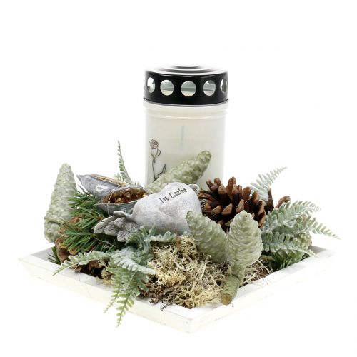 Floristik24 Plateau en bois blanc 20cmx20cm