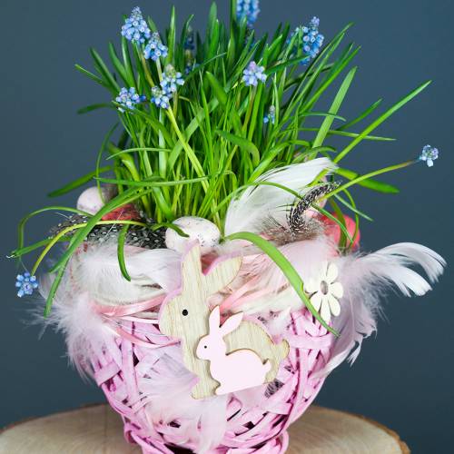 Floristik24 Panier blanc rond en sangles tressées Ø 15 cm