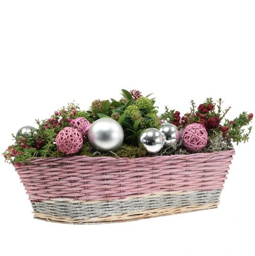 Floristik24 Balle en rotin rose Ø 6 cm 6 p.