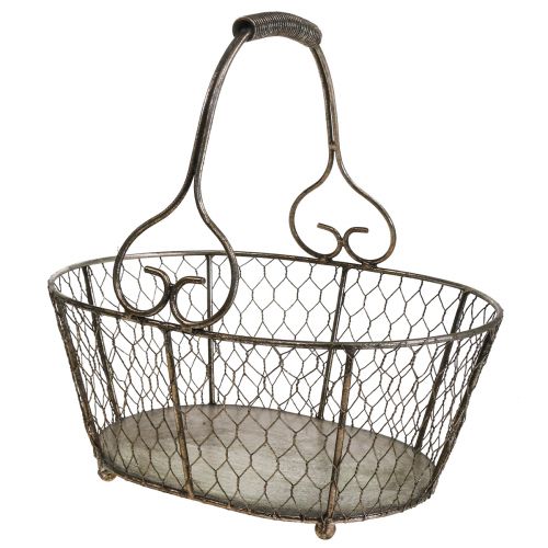 Panier à œufs En Fil De Fer Noir Rustique - Diamètre 19,7 Cm, Hauteur 12,7 Cm, Avec Poignée - Décoration Cuisine Ferme