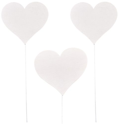 Floristik24 Bouchon fleur coeur bois mariage Saint Valentin 10x9cm 24 pcs