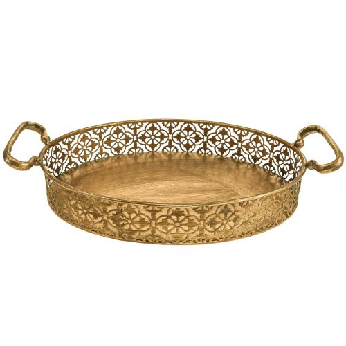 Floristik24 Plateau décoratif plateau ovale en métal doré aspect antique doré lot de 3
