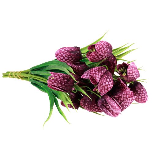 Article Fritillaria Purple Checkered Board Flower Fleurs artificielles 28 cm 6 pièces