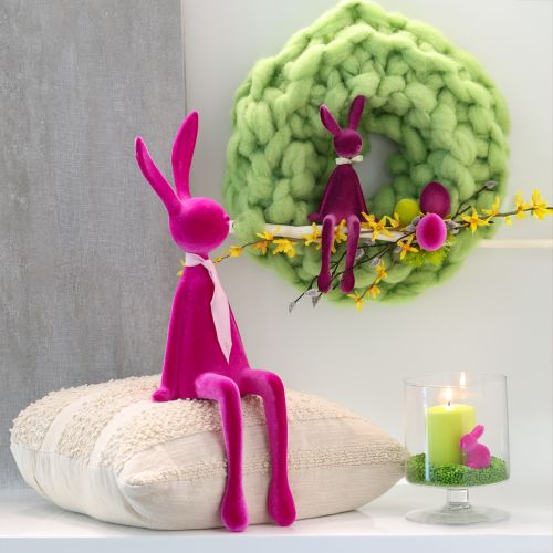 Floristik24 Lapin de Pâques floqué, assorti – 2e choix – 36 cm, 4 pièces