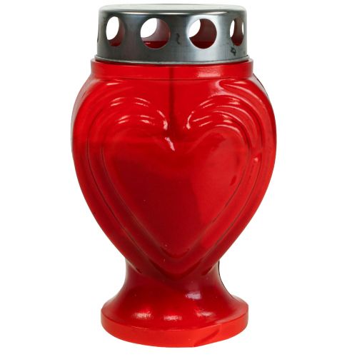 Floristik24 Bougies funéraires coeur rouge lumière de deuil lumière commémorative 9×8×15cm 24h 4pcs