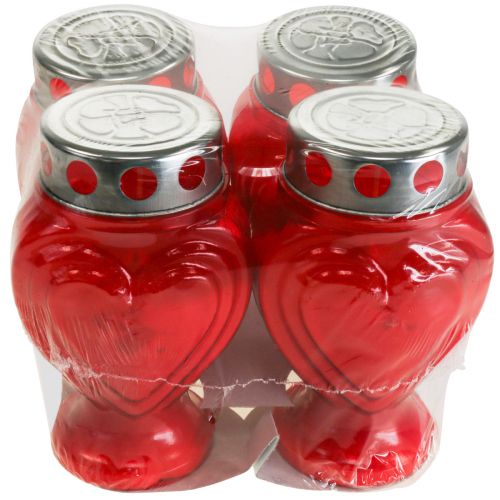 Article Bougies funéraires en forme de cœur rouge, lumière commémorative, 9 × 8 × 15 cm, 24 h, 4 pièces