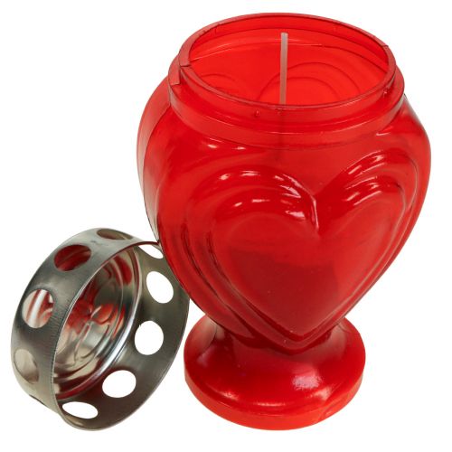 Article Bougies funéraires en forme de cœur rouge, lumière commémorative, 9 × 8 × 15 cm, 24 h, 4 pièces