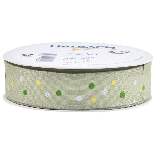 Article Ruban cadeau à pois ruban vert 25mm 18m