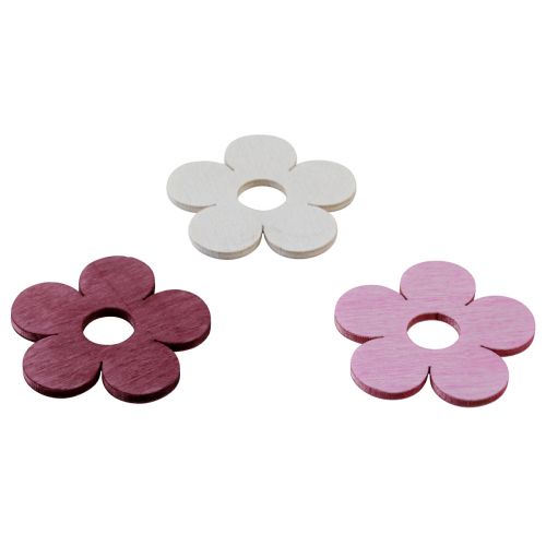Floristik24 Décoration de table fleurs en bois rose violet blanc Ø4cm 72 pcs