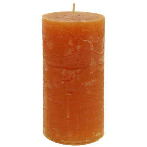 Article Bougies piliers orange foncé couleur unie Sunset 50x100mm 4 pcs