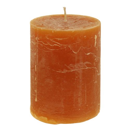 Bougies piliers orange foncé couleur unie Sunset 60x80mm 4 pcs