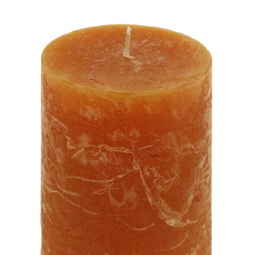 Article Bougies piliers orange foncé couleur unie Sunset 60x100mm 4 pcs