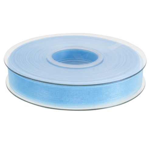 Floristik24 Ruban organza ruban cadeau bleu clair ruban bleu lisière 15mm 50m