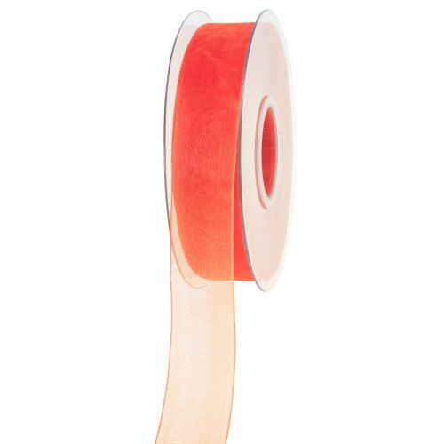 Floristik24 Ruban organza ruban cadeau ruban orange lisière 25mm 50m