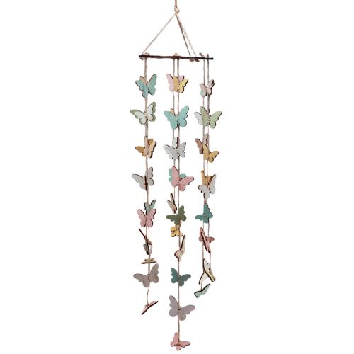 Carillon éolien décoration papillons décoration de fenêtre bois Ø15cm 55cm