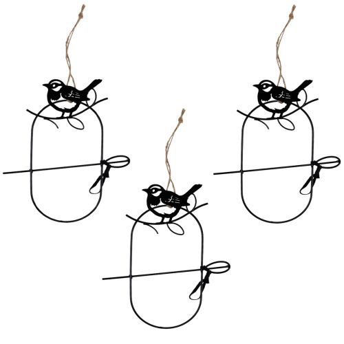 Article Décoration à suspendre Décoration en métal Oiseaux Noir 18×22,5cm 3 pcs