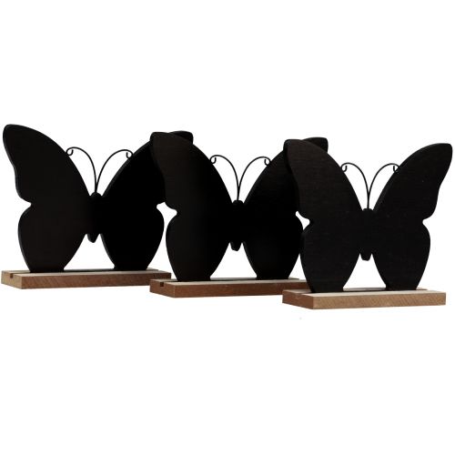 Floristik24 Décoration de table en bois Papillon Noir Naturel 12cm 6 Pcs