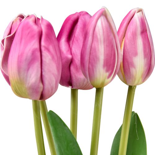 Floristik24 Décoration de tulipes roses, fleurs artificielles Real Touch, printemps 49cm, 5 pièces