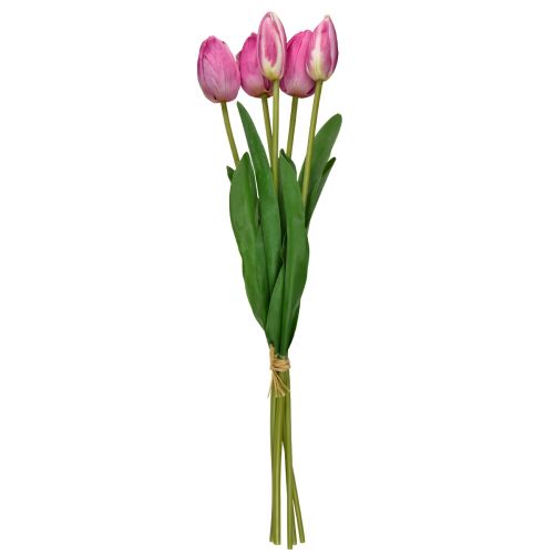 Floristik24 Décoration de tulipes roses, fleurs artificielles Real Touch, printemps 49cm, 5 pièces