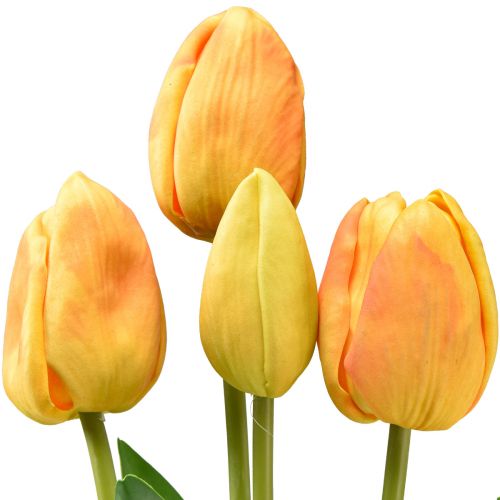 Article Décoration Tulipes Jaune Orange Fleurs Artificielles Real Touch 49cm 5 pcs