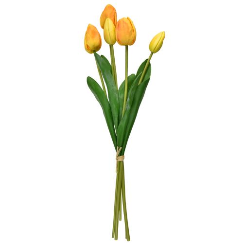 Article Décoration Tulipes Jaune Orange Fleurs Artificielles Real Touch 49cm 5 pcs