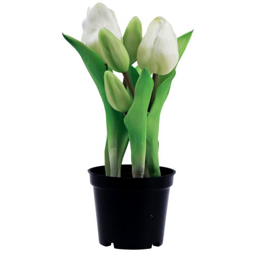 Floristik24 Tulipes artificielles en pot Tulipes blanches fleurs artificielles 22cm